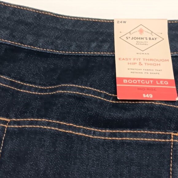 NWT Plus Size 24W St. John's Bay Denim Jeans Mid-Rise Secretly Slender Bootcut - Picture 5 of 9